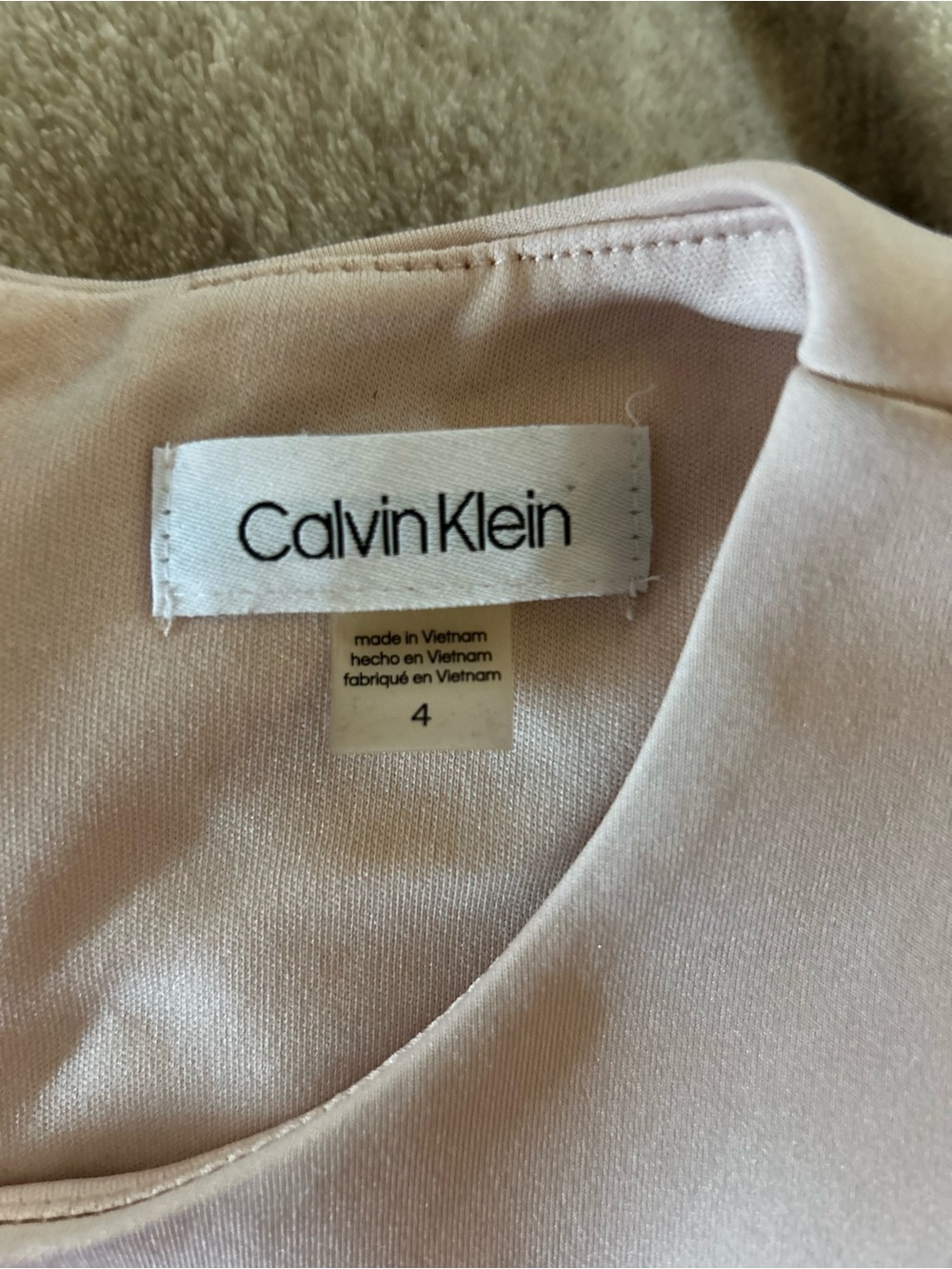 Calvin Klein Ivory, Black and Burgundy Colorblock Midi Sheath Dress Size 4 - Picture 3 of 5